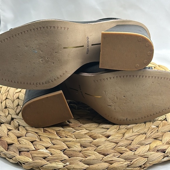 Dolce Vita Genuine Leather Block Heeled Peep Toe Slip On Mules Size 6.5 - Picture 7 of 7